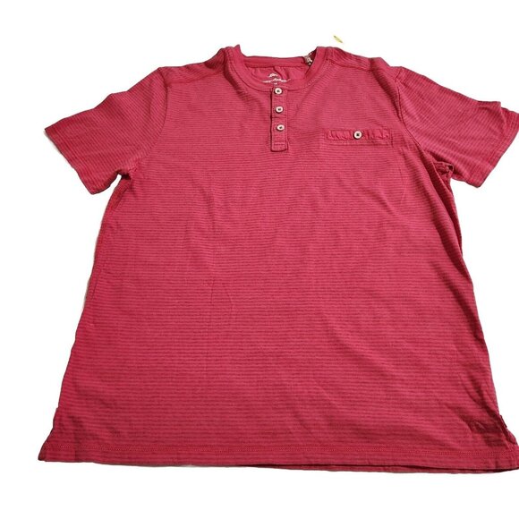 Tommy Bahama Mens Size M Schooner Stripe Henley Tee Short Sleeve Shirt Red ---5 - Picture 3 of 11